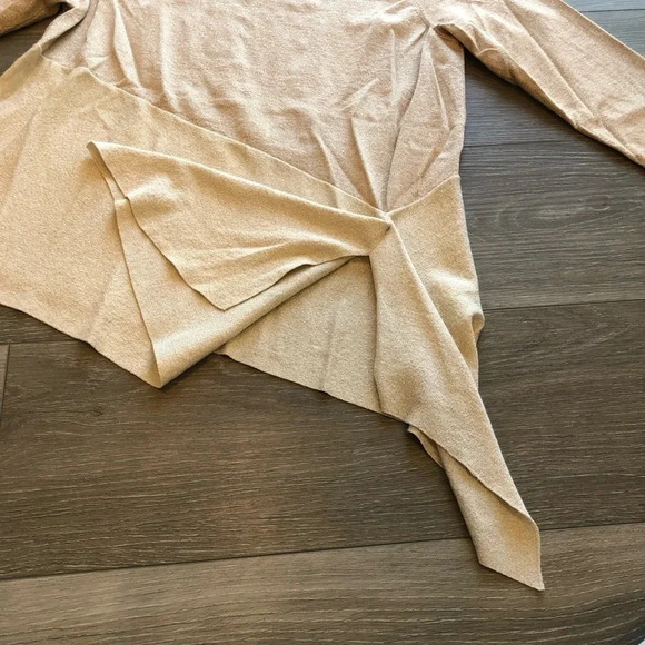 Alfani Asymmetrical Metallic Beige Womens Long Sleeve Shirt Size Extra Large - Picture 6 of 15
